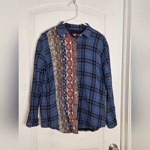 02. Johnny Was Workshop | Embroidered Boho Plaid Blouse – Size Small